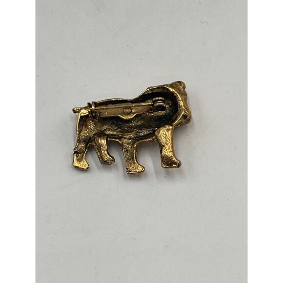 Pug French Bulldog Dog Pin
Puppy Bull Boxer Brooch Red Eyes Textured Gold Tone - Picture 6 of 7